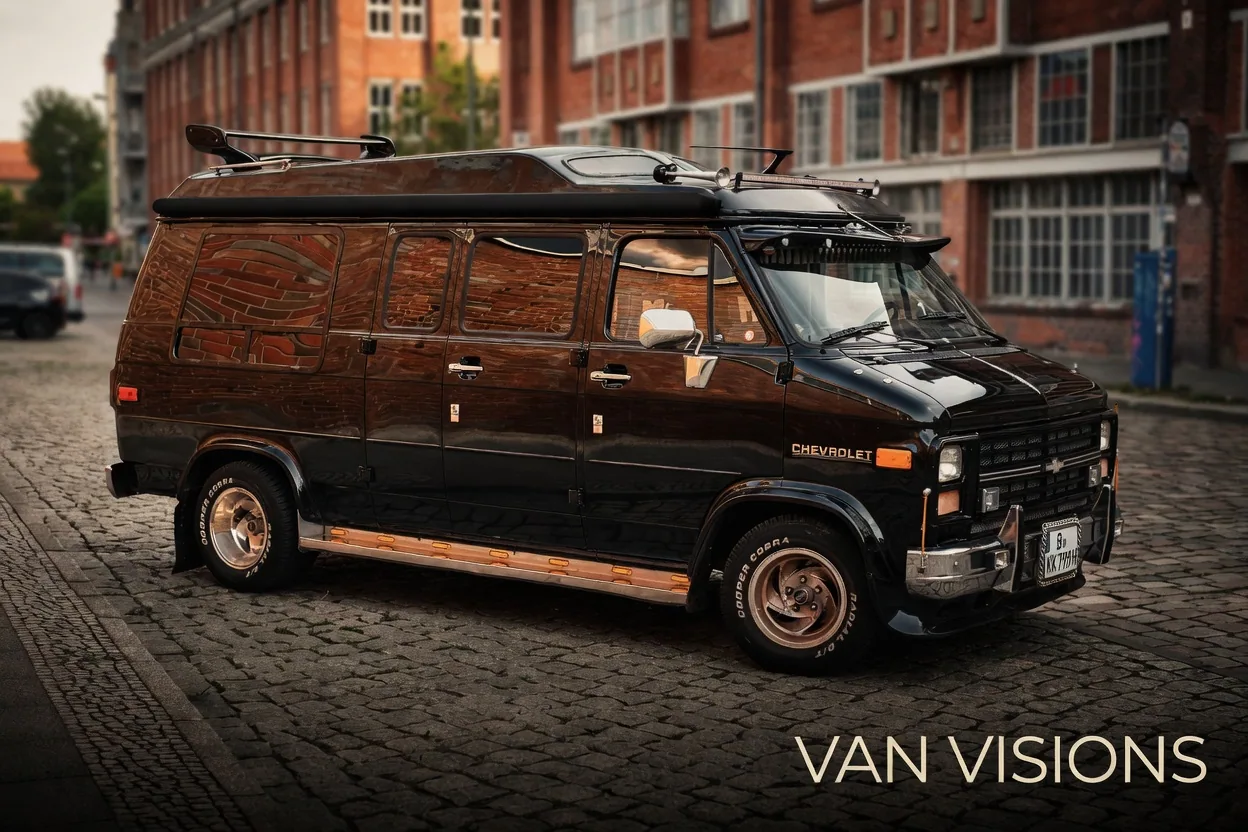 Van Visions promo van in the city at night